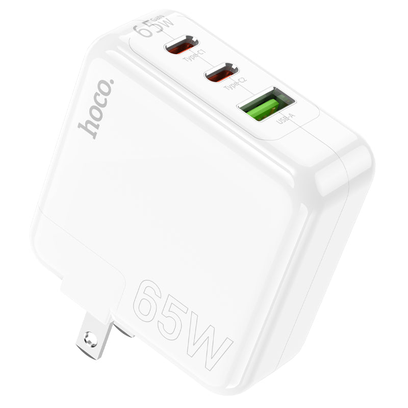 High Power GaN 65W Three Port 2x USB-C / 1x USB-A PD Fast Charger