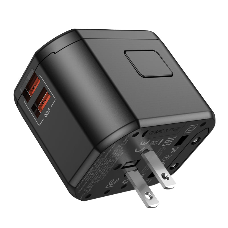 Walker 3-Port PD20W International Travel Charging Adapter (2 USB-A & 1 USB-C)