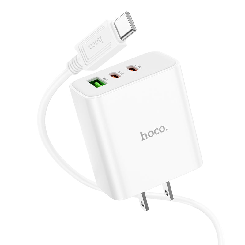 High Power 40W Three Port 2x USB-C / 1x USB-A PD Fast Charger with USB-C to USB-C Cable (1 m)