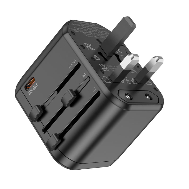 Walker 3-Port PD20W International Travel Charging Adapter (2 USB-A &amp; 1 USB-C)
