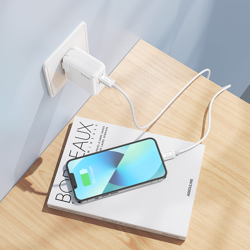 High Power 35W Dual Port USB-C PD Fast Charger with USB-C to Lightning (1 m)
