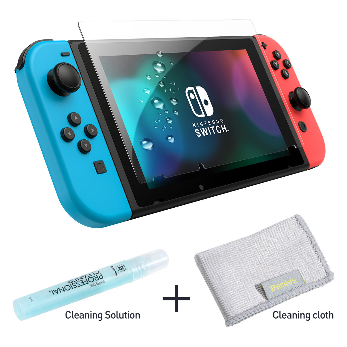 BASEUS 0.3mm All Glass Tempered Film (Bottled Cleaning Solution) for Nintendo Switch Transparent