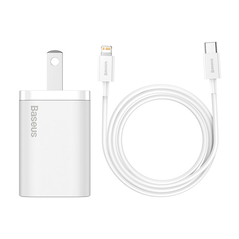 Super Si Quick Charger Set 20W with USB-C to Lightning Cable